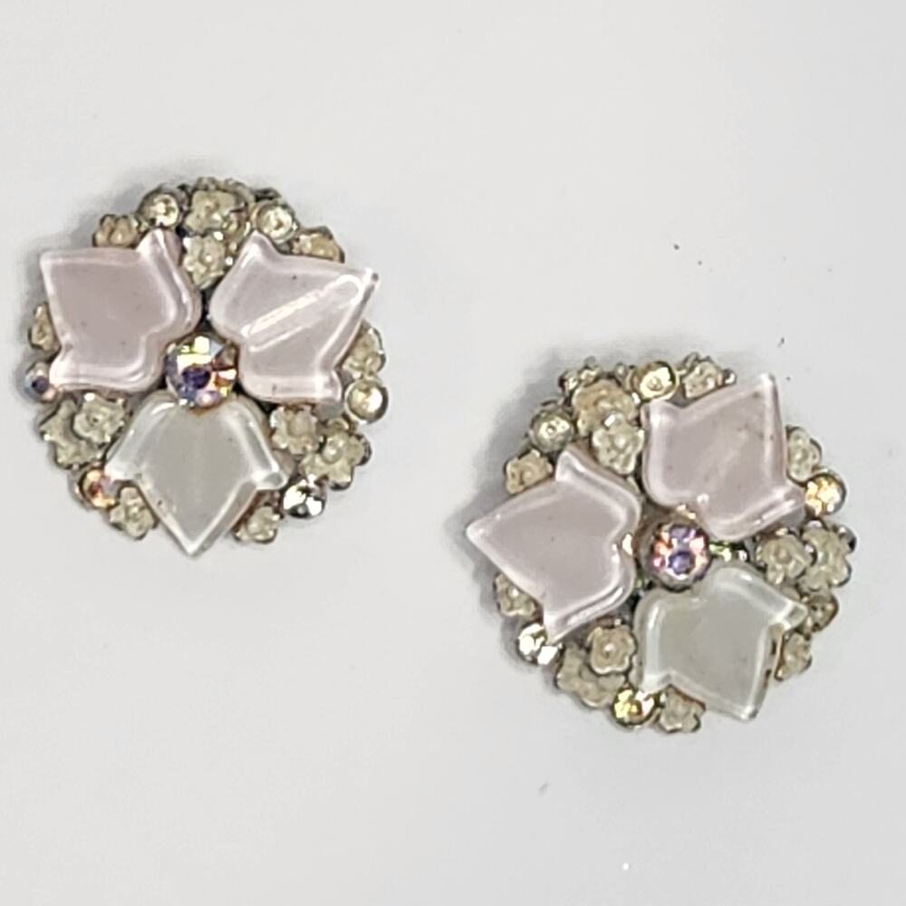 Vintage Lucite Clip On Earrings Costume Jewelry